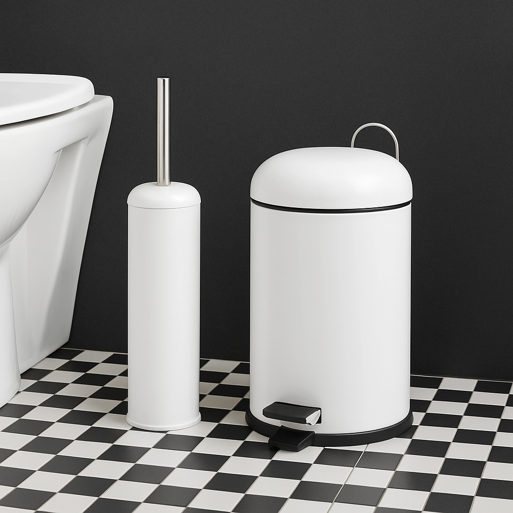 Pedal Bin Badkamer Set van 2 Stuks met Rond Deksel