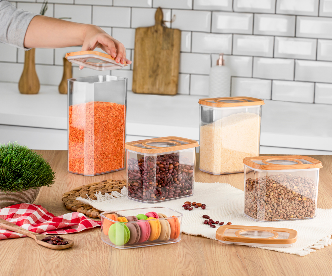 Bamboe Keukenopslag Set-4 stuks  - Voorraaddozen Set